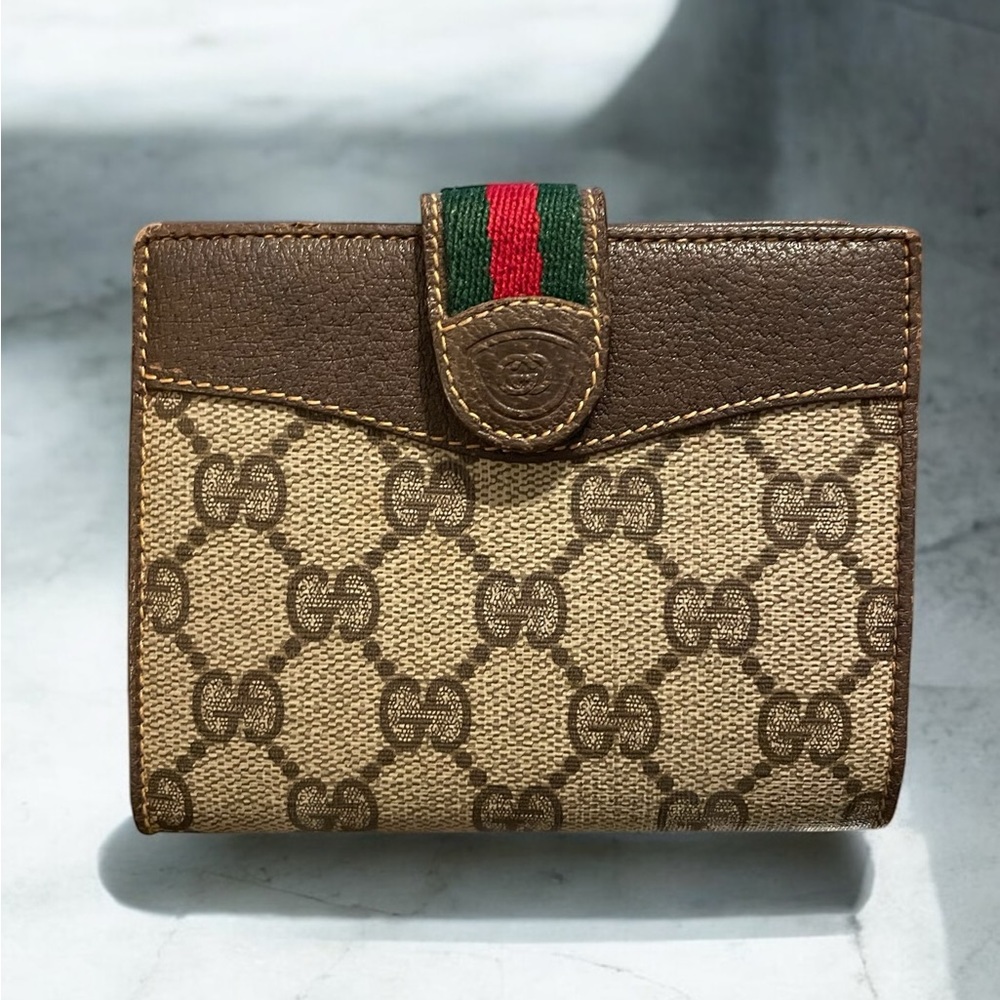 Gucci Brown Sherry Line Leather Bifold Wallet